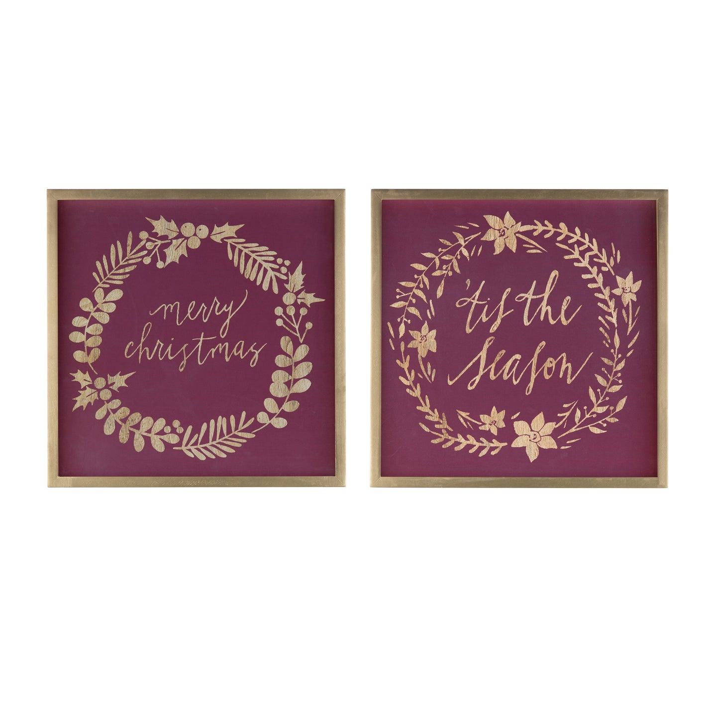 Merry Christmas and Tis The Season Frame (2 Asst) 15.75"SQ MDF/Paper