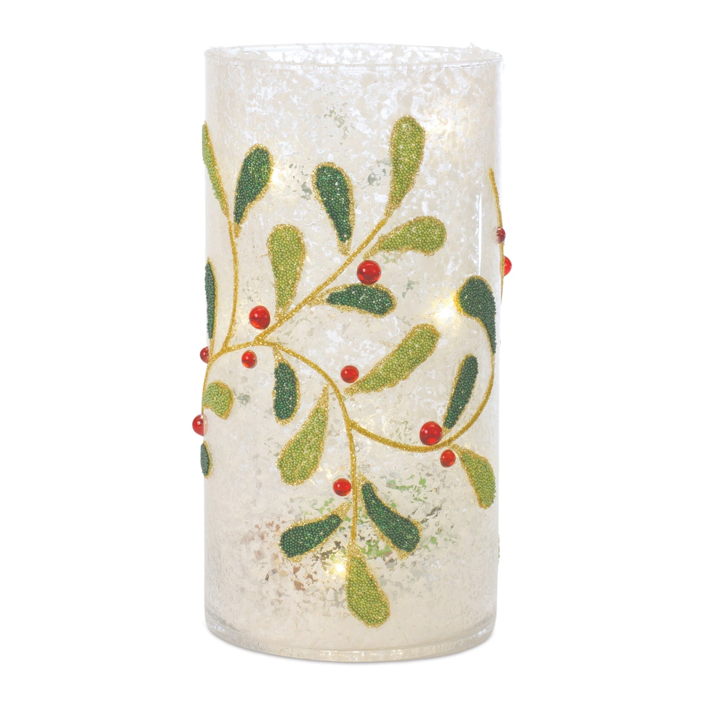 Mistletoe Candle Holder 7.75"H Glass
