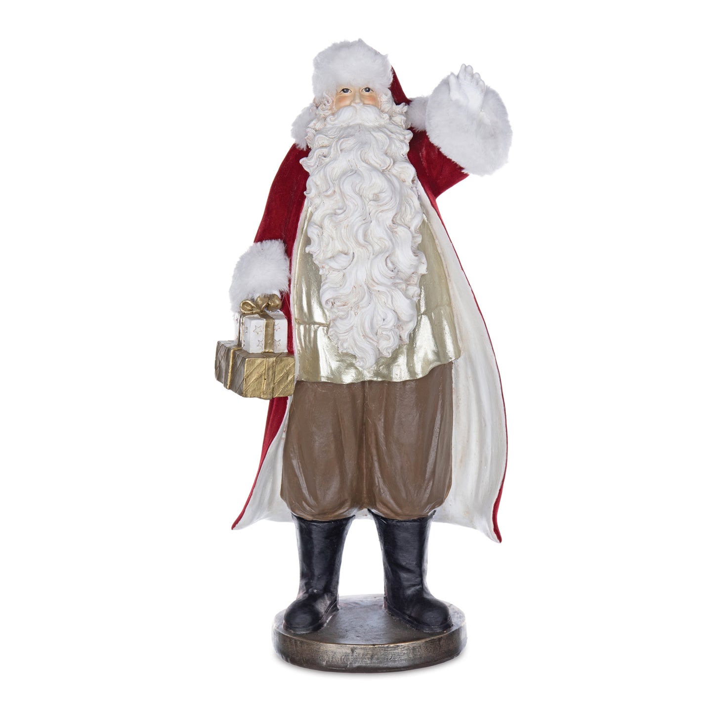 Santa w/Packages 17"H Resin