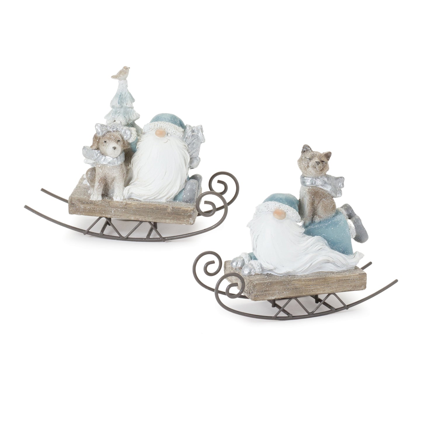 Santa on Sled (2 Asst) 5"H Resin