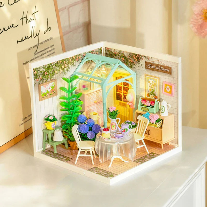Rolife Blooming Tea Garden DIY Plastic Miniature House, Only Supports TK And Independent Site Sales