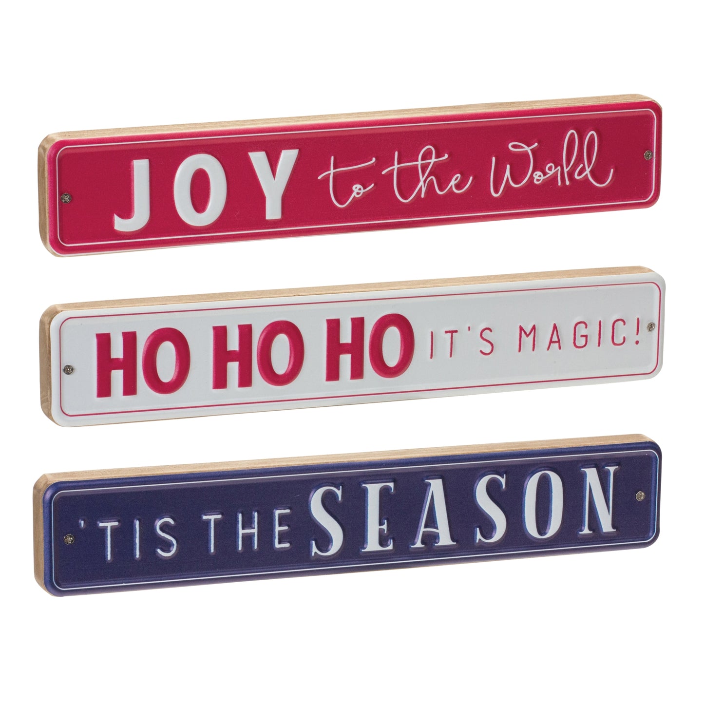 Christmas Sign (3 Asst) 12"L x 2"H MDF/Iron