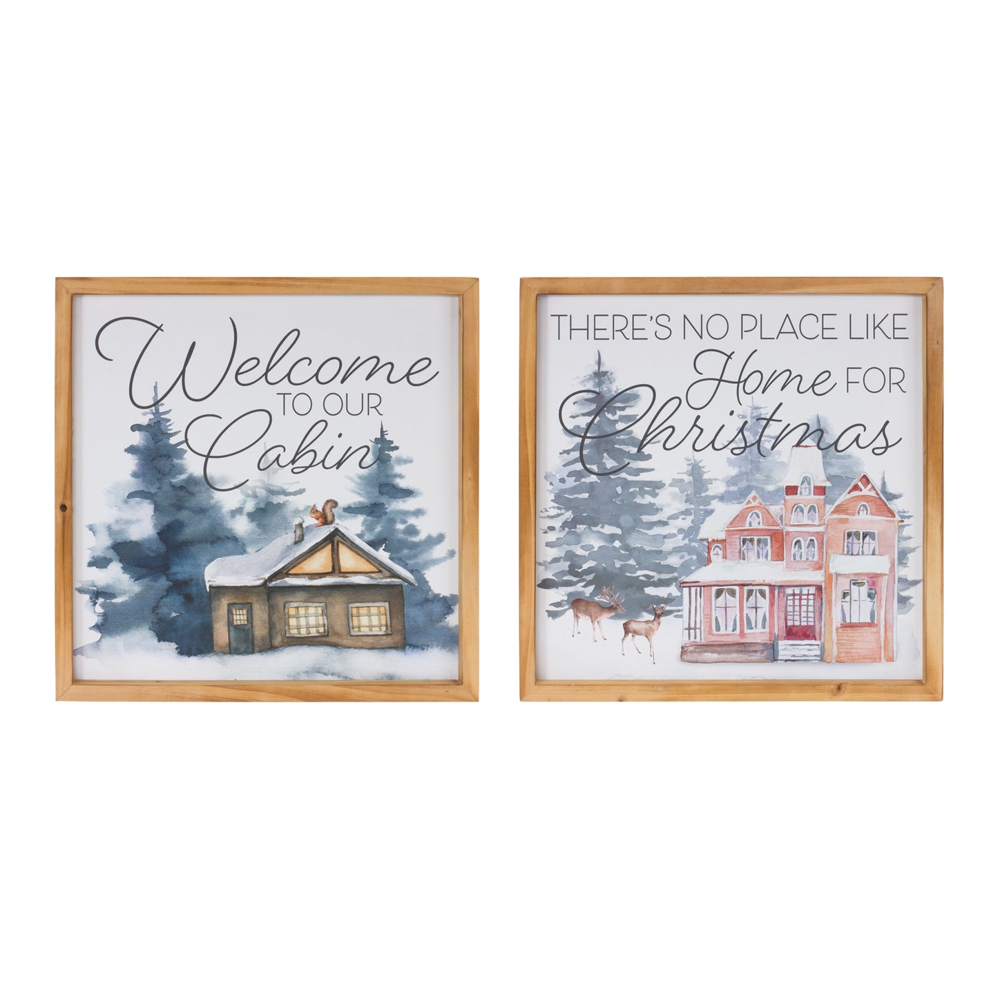 Home and Cabin Frame (2 Asst) 14"SQ MDF/Wood