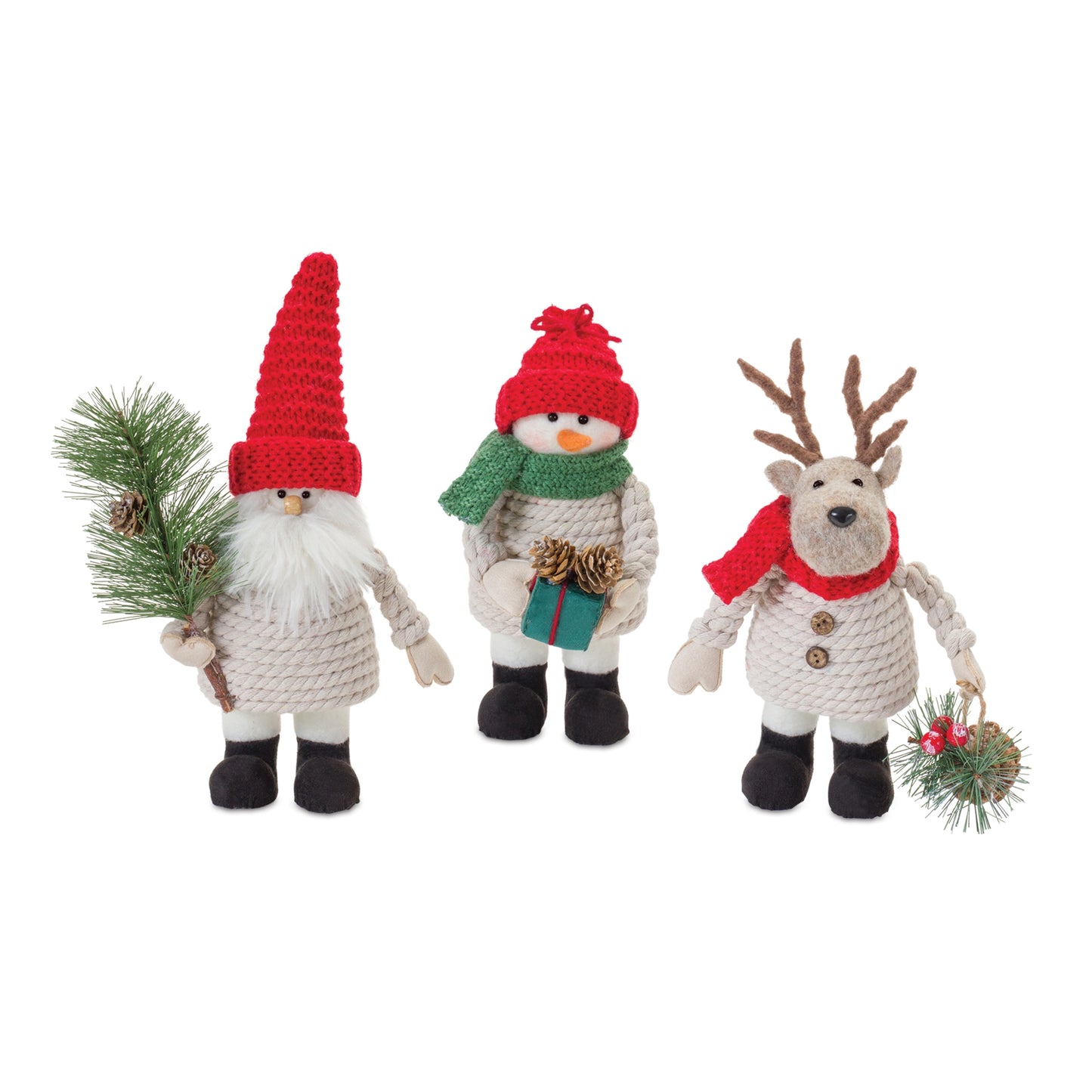 Santa/Snowman/Moose (3 Asst) 8"H, 9"H, 10.5"H Fabric