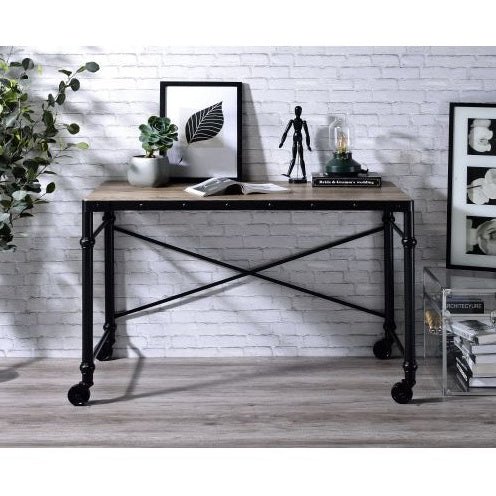 ACME Oklarth Writing Desk In Rustic Oak & Black Finish OF00103