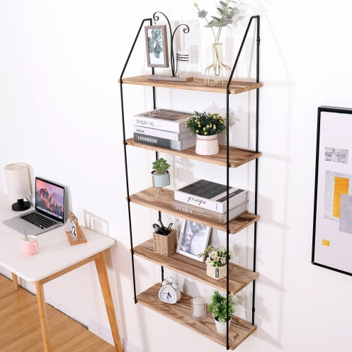 Gardenia Floating Shelf With Metal Brackets, Wall Mounted Rustic Wood Wall Storage, Decorative Hanging Display For Trophy
