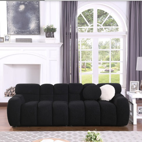 87.4 Length ,35.83 Deepth ,human Body Structure For USA People, Marshmallow Sofa,boucle Sofa ,3 Seater, Black BOUCLE