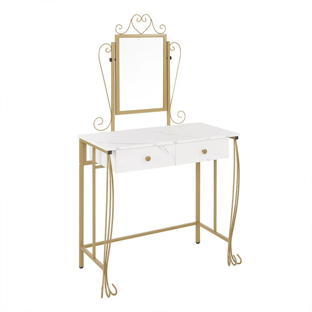Vanity Table Set With Mirror Stool,White Makeup Dressing Desk With Drawers For Girls,Women,Bedroom,Gift