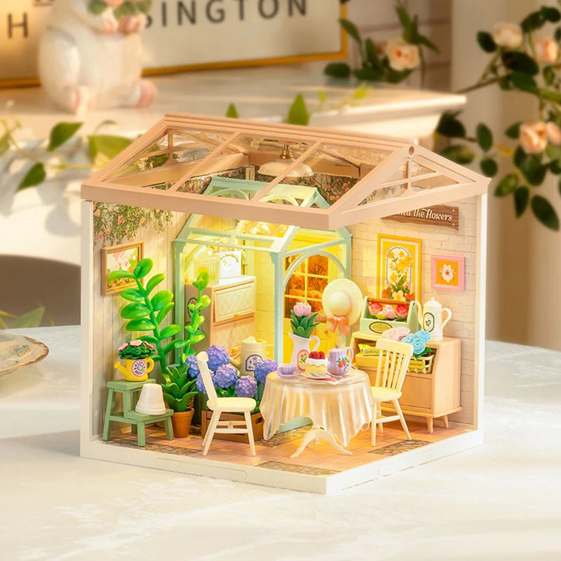 Rolife Blooming Tea Garden DIY Plastic Miniature House, Only Supports TK And Independent Site Sales