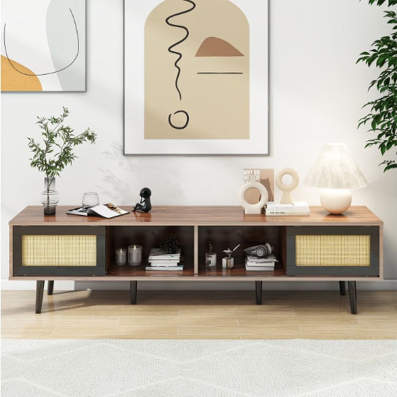 Medieval Modern Walnut Wooden TV Cabinet