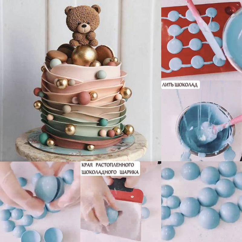 Ball Sphere Silicone Mold For Cake Pastry Baking Chocolate Candy Fondant Bakeware Round Shape Dessert Mould DIY Decorating