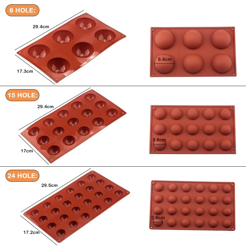 Ball Sphere Silicone Mold For Cake Pastry Baking Chocolate Candy Fondant Bakeware Round Shape Dessert Mould DIY Decorating