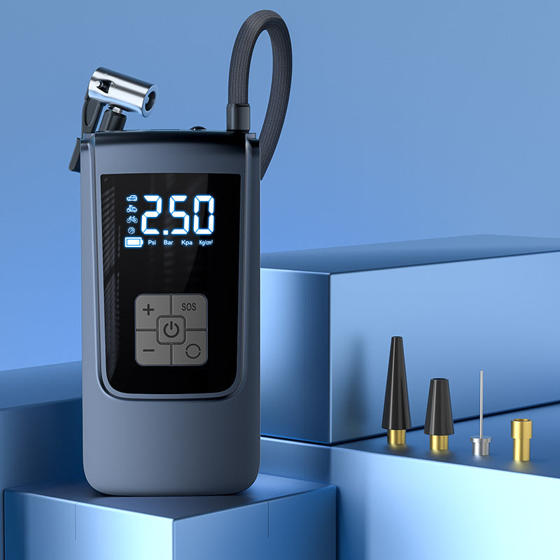 New portable car air pump intelligent digital display air pump bicycle tire basketball electric air pump cylinder