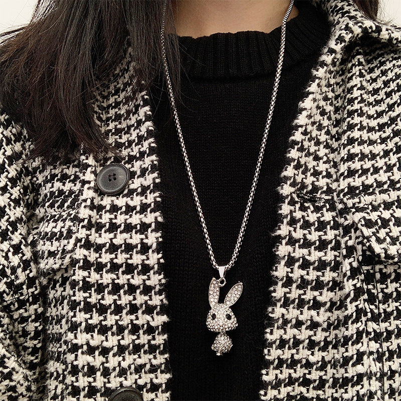 Diamond rabbit necklace