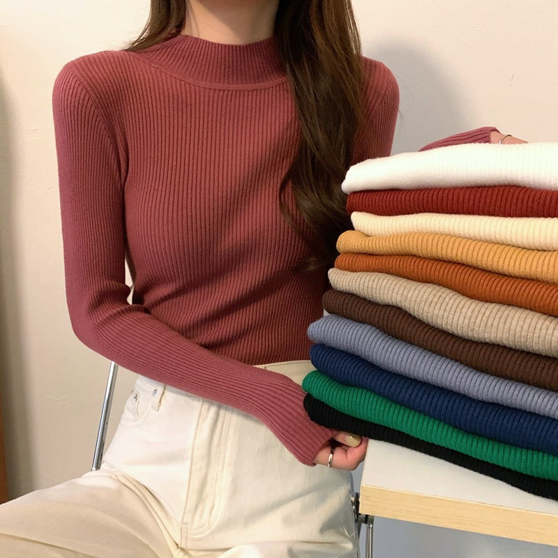 Half turtleneck inner sweater women's base layer autumn and winter 2023 new style versatile and western style slim fit long-sleeved sweater
