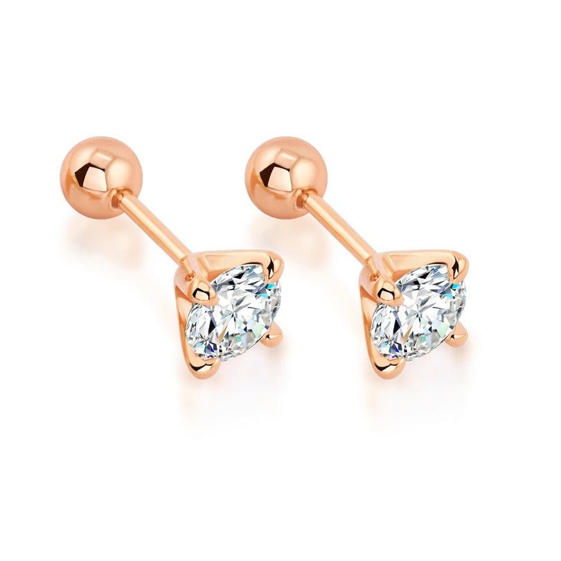 925 silver moissanite earrings four-claw screw earrings