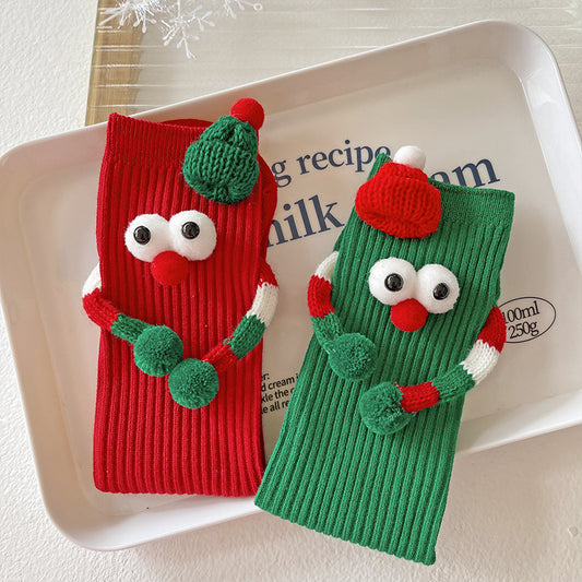 Santa Claus Socks Women Red Couple Gift Middle Socks