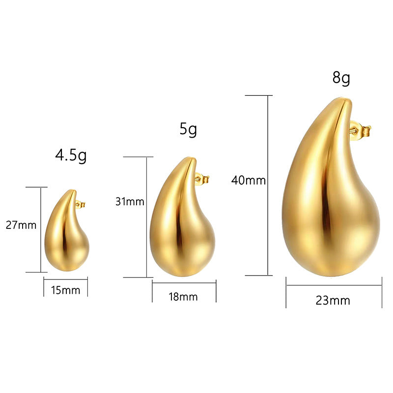 European and American fashion high-end stainless steel water drop hollow earrings versatile geometric electroplating 18k earrings Women's earrings