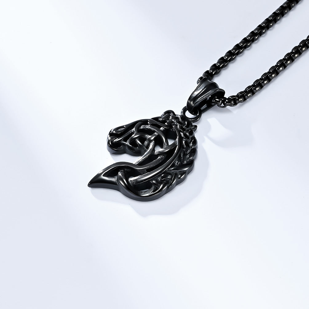 Retro Hollow Horse Head Necklace Unisex Style Art Line Abstract Horse Head Pendant Ready in Stock