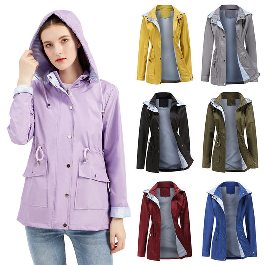 Autumn and winter detachable hood windbreaker women's cross-border women's clothing large size women's coat