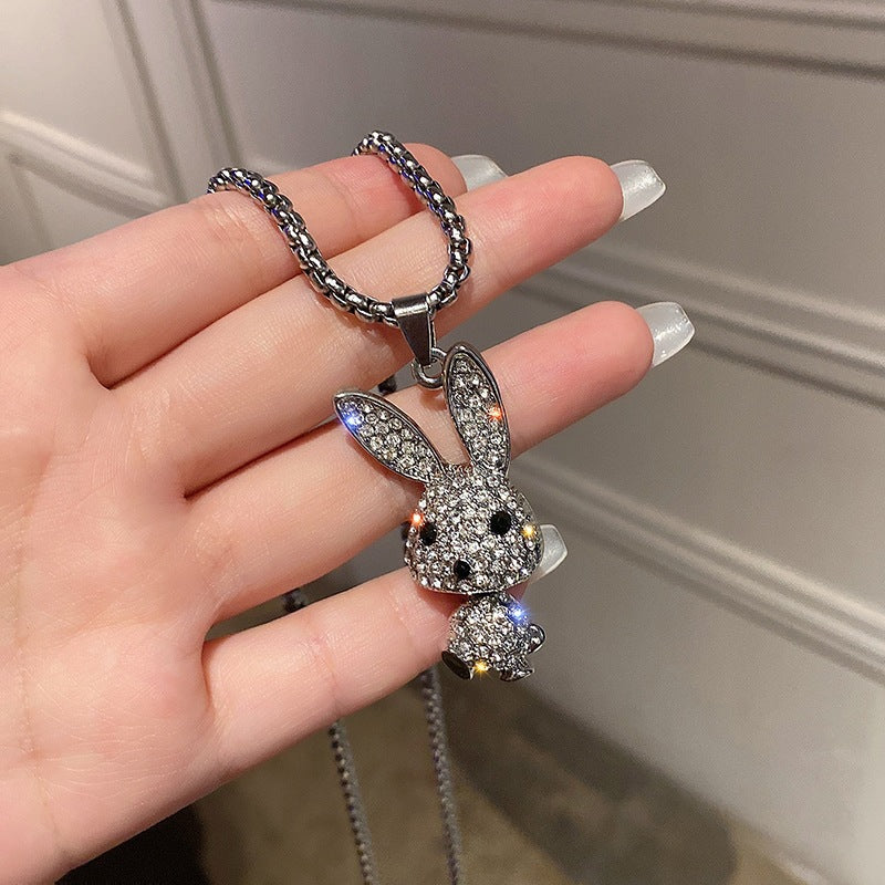 Diamond rabbit necklace