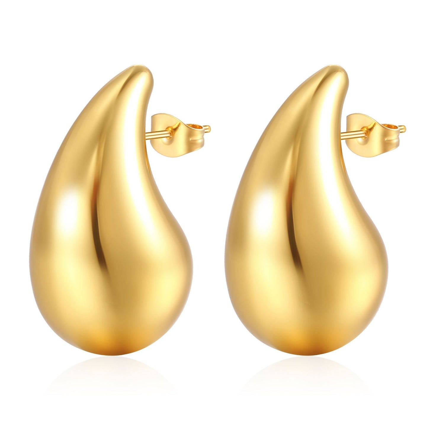 European and American fashion high-end stainless steel water drop hollow earrings versatile geometric electroplating 18k earrings Women's earrings