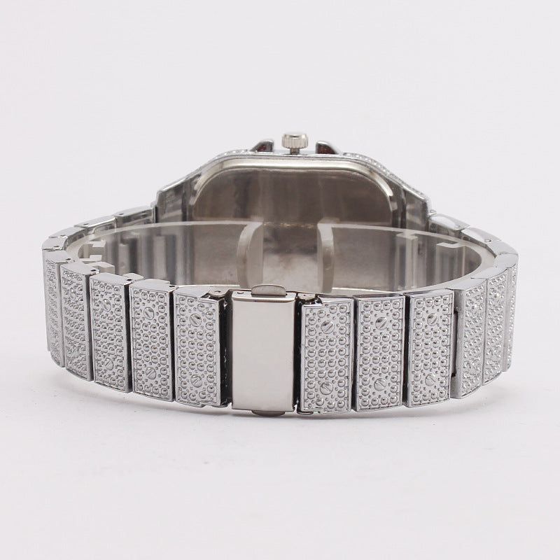 Fashionable square diamond-set full-diamond Roman pattern scale women's watch for women quartz watch