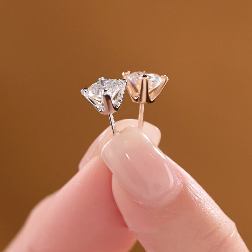 925 silver moissanite earrings four-claw screw earrings