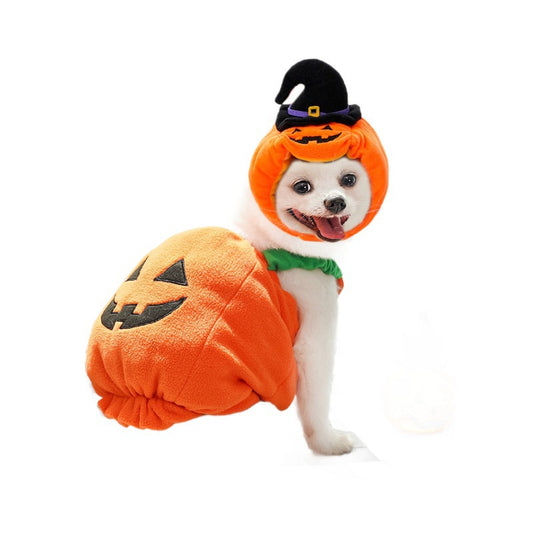 Autumn and winter dog Halloween Christmas pumpkin lantern transformation costume funny cat two-legged pet teddy dog clothes