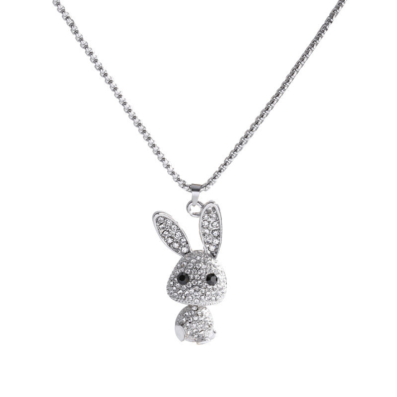 Diamond rabbit necklace