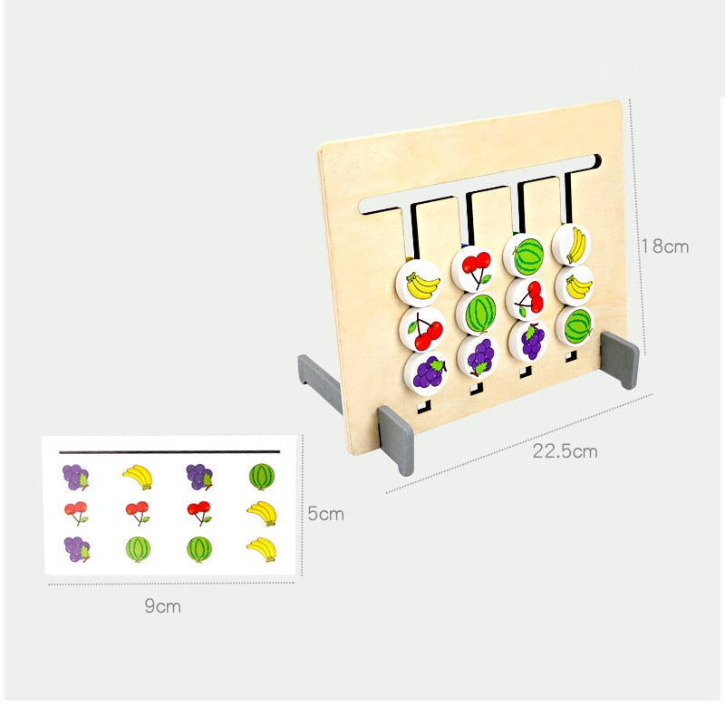 Montessori Toy Colors and Fruits Double Sided Matching Game Logical Reasoning Training Kids Educational Toys Children Wooden Toy