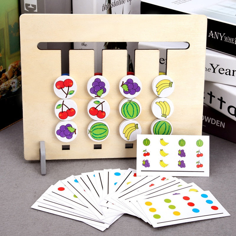 Montessori Toy Colors and Fruits Double Sided Matching Game Logical Reasoning Training Kids Educational Toys Children Wooden Toy