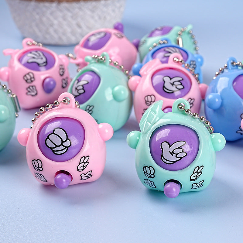 Alien rock-paper-scissors egg keychain