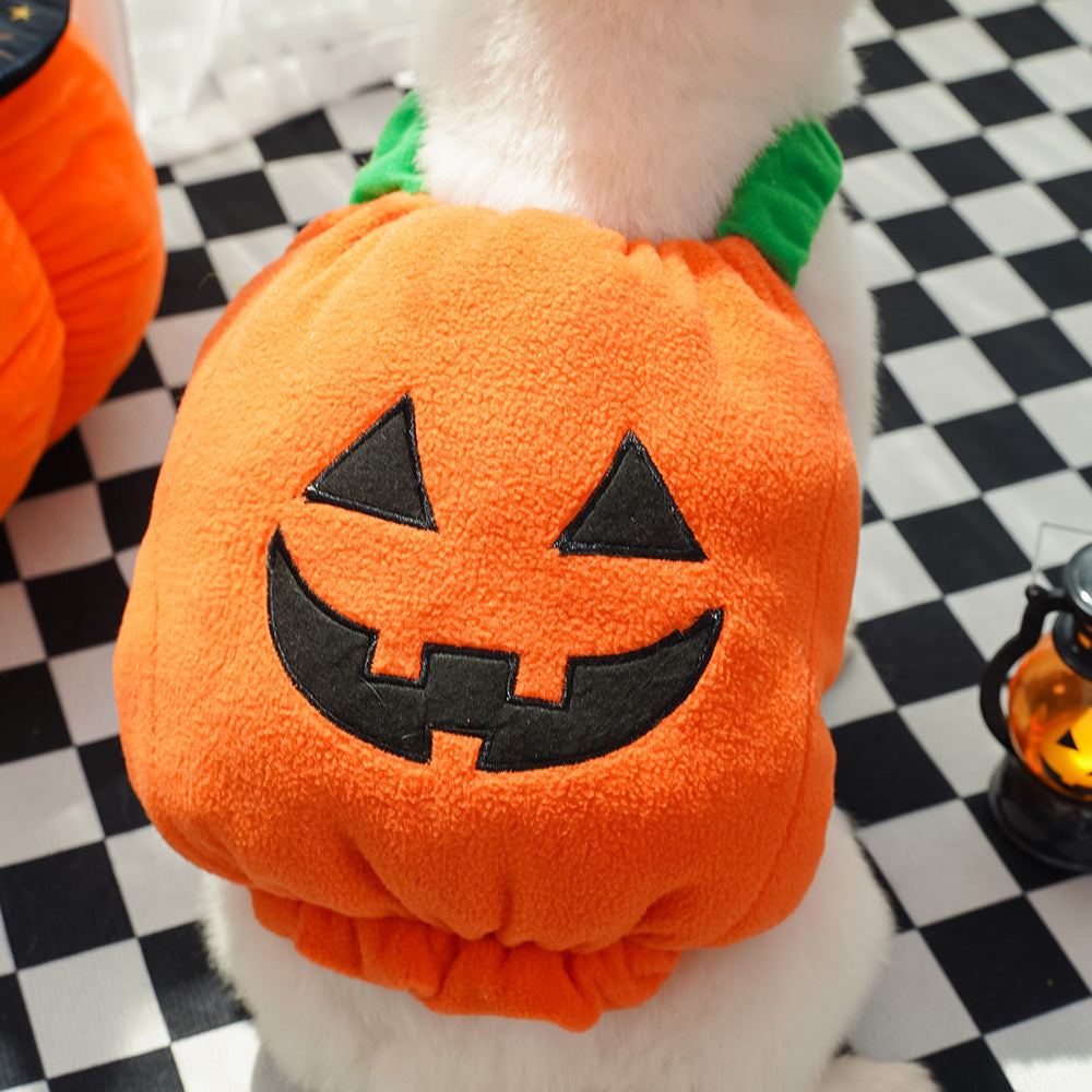 Autumn and winter dog Halloween Christmas pumpkin lantern transformation costume funny cat two-legged pet teddy dog clothes