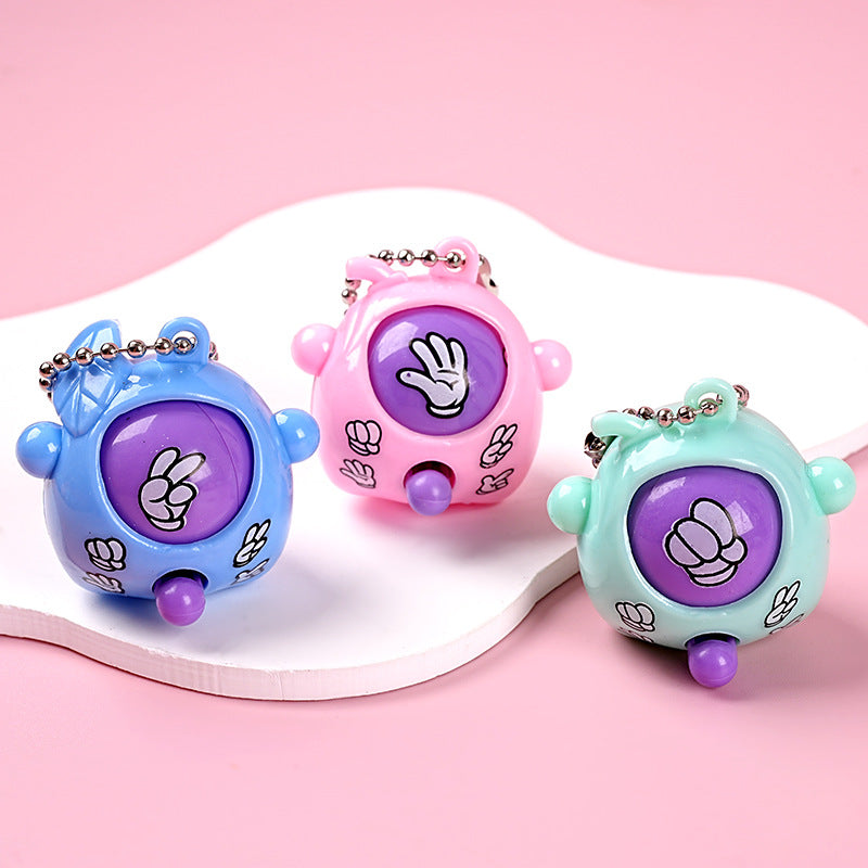 Alien rock-paper-scissors egg keychain