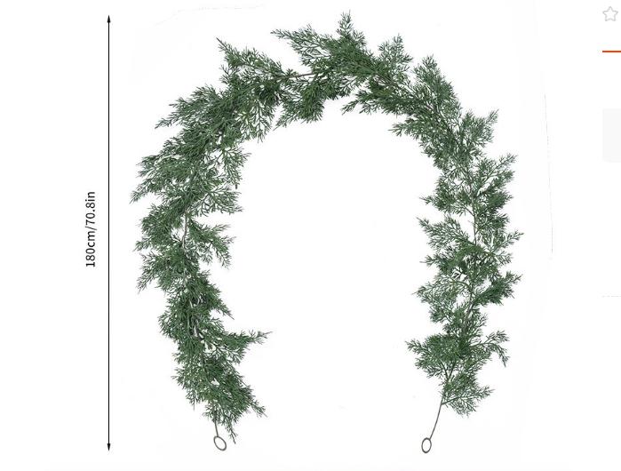 Simulation Christmas rattan feel soft glue green plant pine needles cypress leaves