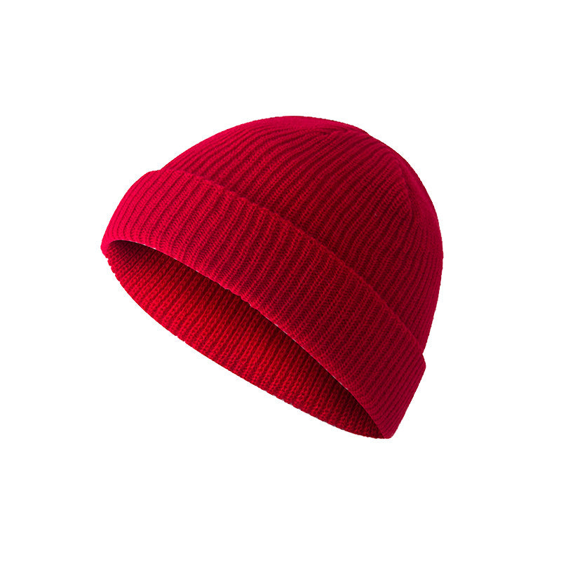 Hat autumn and winter retro round top warm short woolen head melon skin hat knitted hat cold hat men and women