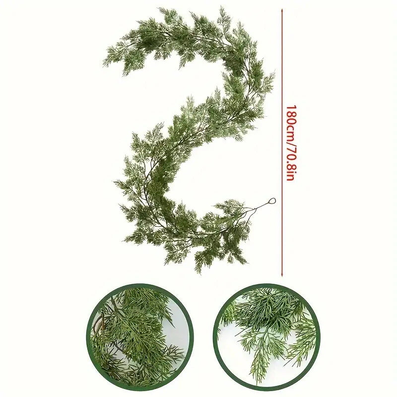 Simulation Christmas rattan feel soft glue green plant pine needles cypress leaves