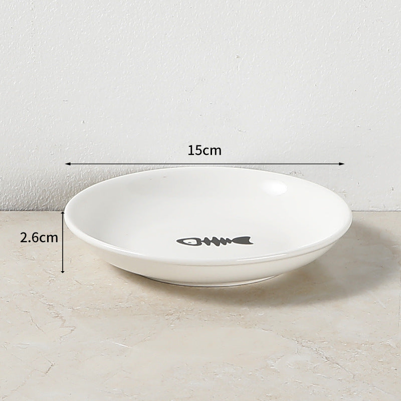 Porcelain bowl Nordic cat bowl high-foot ceramic cat food bowl snack canned plate