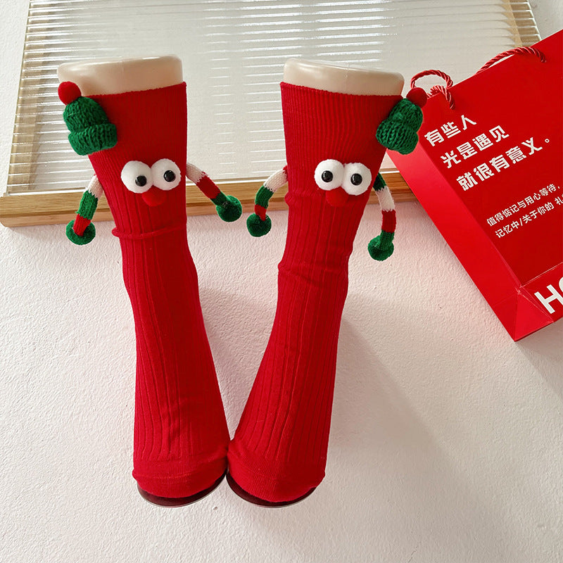 Santa Claus Socks Women Red Couple Gift Middle Socks