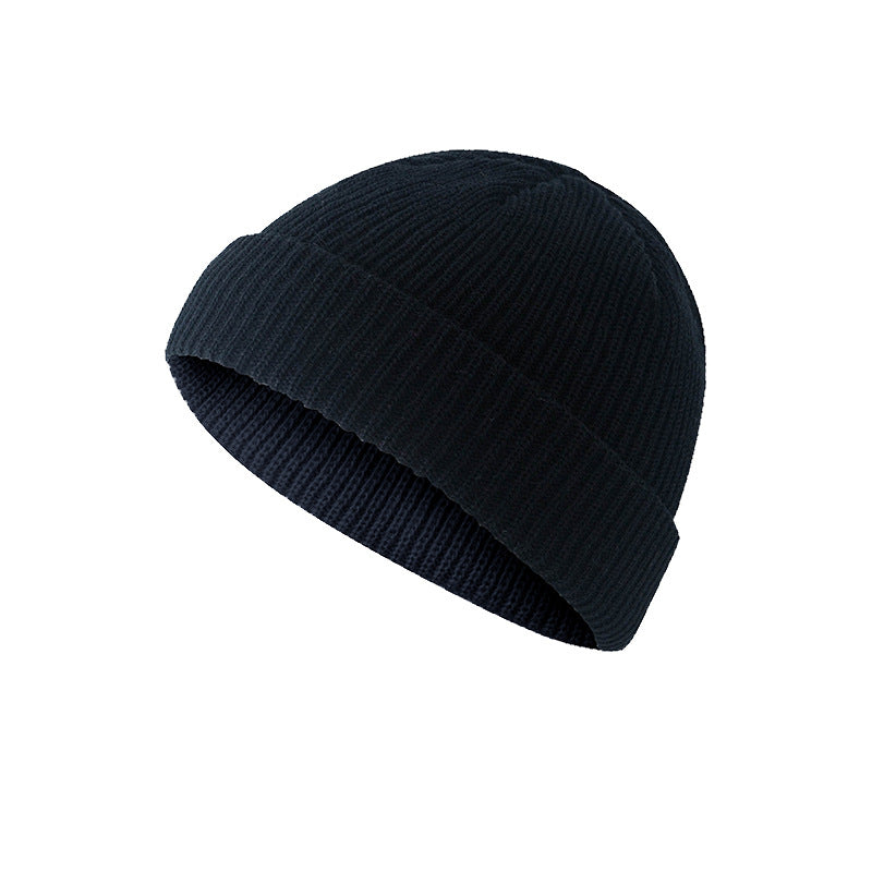 Hat autumn and winter retro round top warm short woolen head melon skin hat knitted hat cold hat men and women