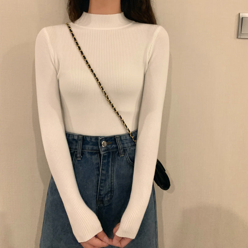 Half turtleneck inner sweater women's base layer autumn and winter 2023 new style versatile and western style slim fit long-sleeved sweater