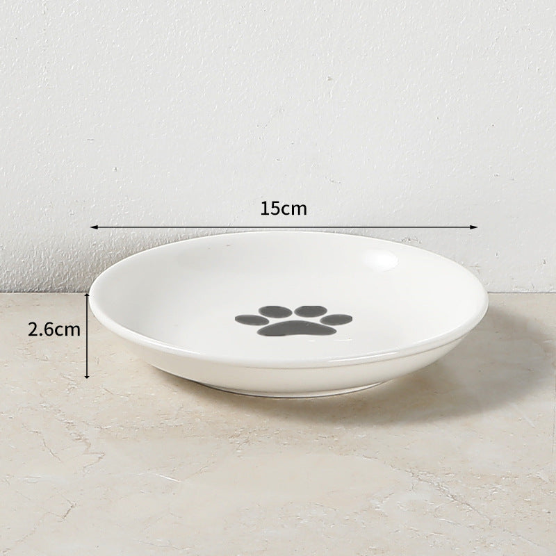 Porcelain bowl Nordic cat bowl high-foot ceramic cat food bowl snack canned plate