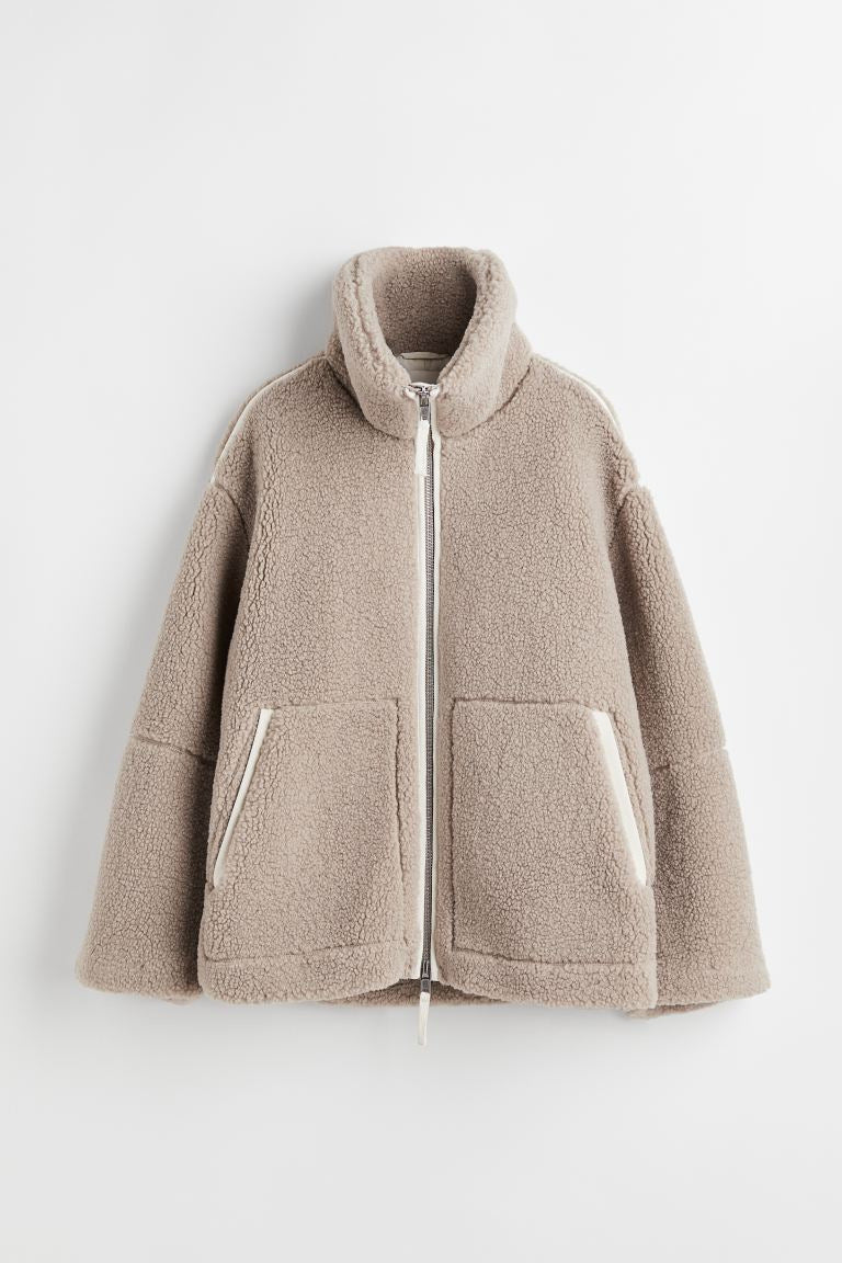 New autumn and winter women's clothing, fashionable, loose, cashmere-proof, personalized, casual, outdoor, zipper jacket