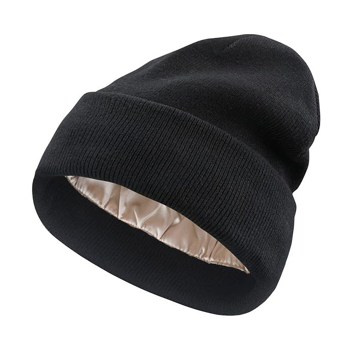 Autumn and winter hat satin lined wool hat double layer thick hat color