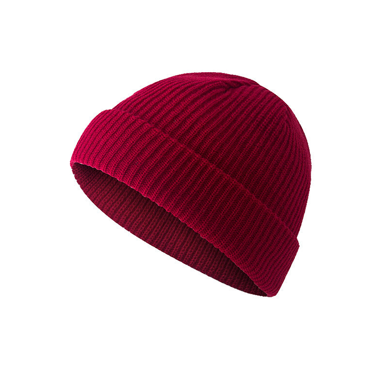 Hat autumn and winter retro round top warm short woolen head melon skin hat knitted hat cold hat men and women