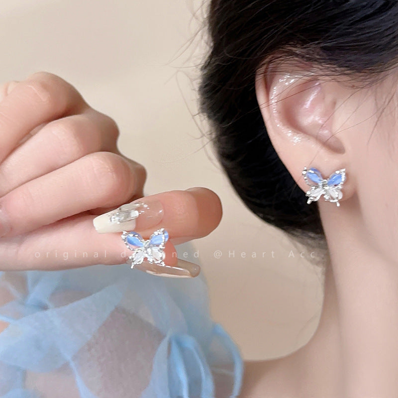 Pearl butterfly earrings for women high-end niche luxury