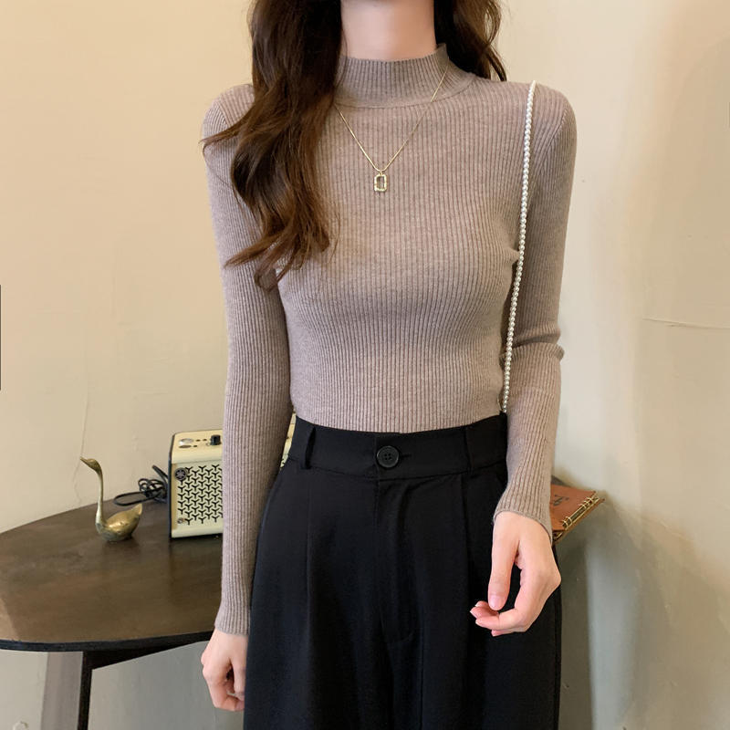 Half turtleneck inner sweater women's base layer autumn and winter 2023 new style versatile and western style slim fit long-sleeved sweater