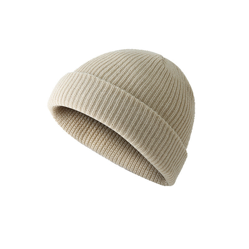 Hat autumn and winter retro round top warm short woolen head melon skin hat knitted hat cold hat men and women