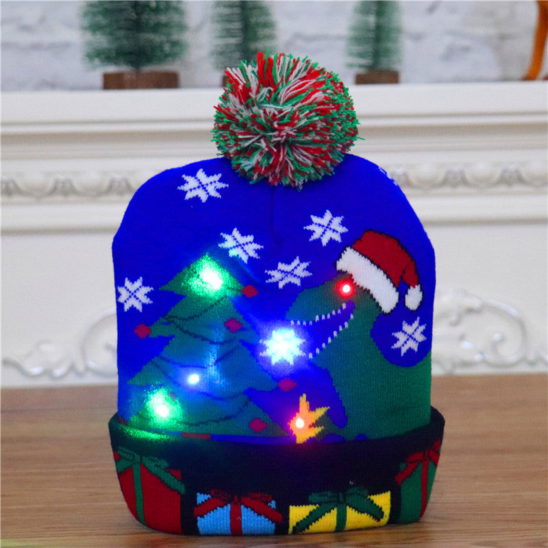 Colorful luminous knitted hat high-end elderly Christmas hat